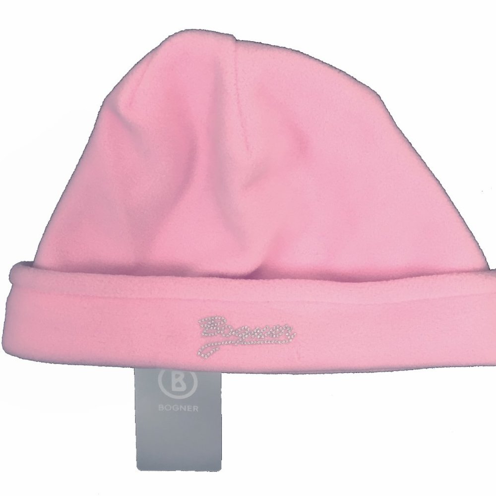 NEW $195 Bogner Womens Fleece Hat!  Pink With "Bogner" in Swarovski Crystals
